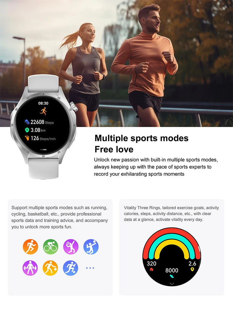 2025 Men’s Smart Watch – 360×360 AMOLED GPS NFC Waterproof