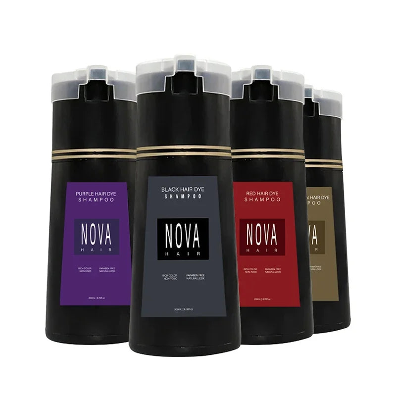 Nova 3-in-1 Natural Black Hair Dye Shampoo – Fast White Hair Coverage