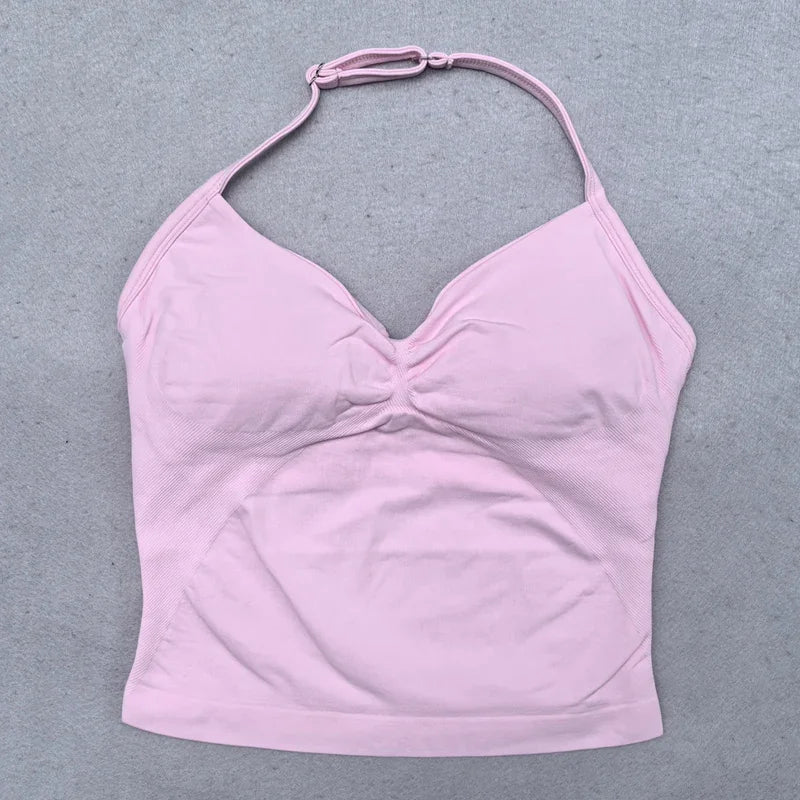2-Piece Women’s Seamless Yoga Set – Strappy Tank & Scrunch Shorts