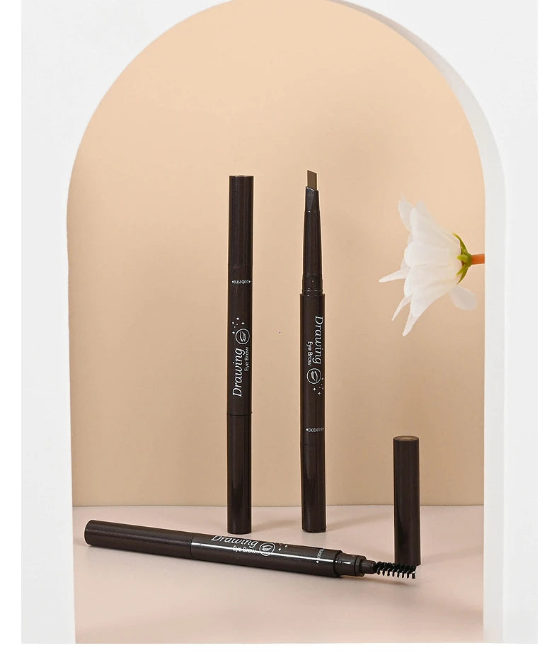 2-in-1 Waterproof Eyebrow Pencil & Tattoo Brush – 5 Colors