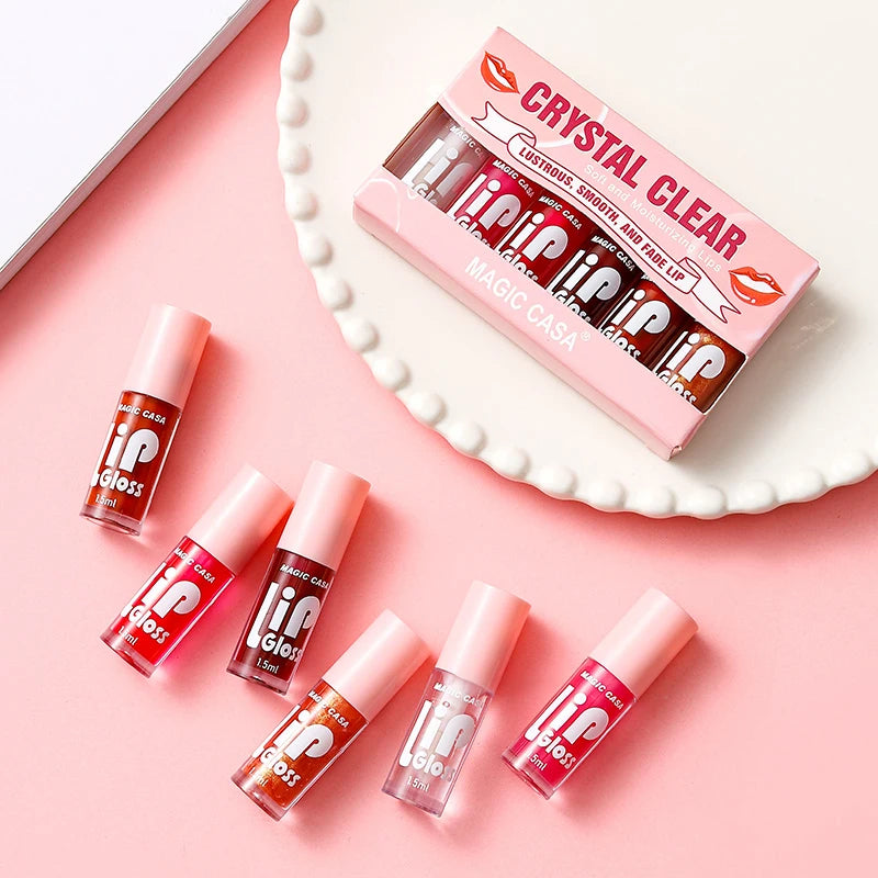 MAGIC CASA Jelly Lip Oil Set – 6pcs Plumping & Hydrating Gloss