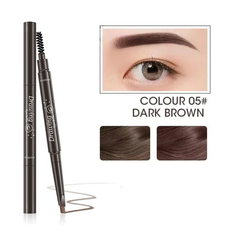 2-in-1 Waterproof Eyebrow Pencil & Tattoo Brush – 5 Colors