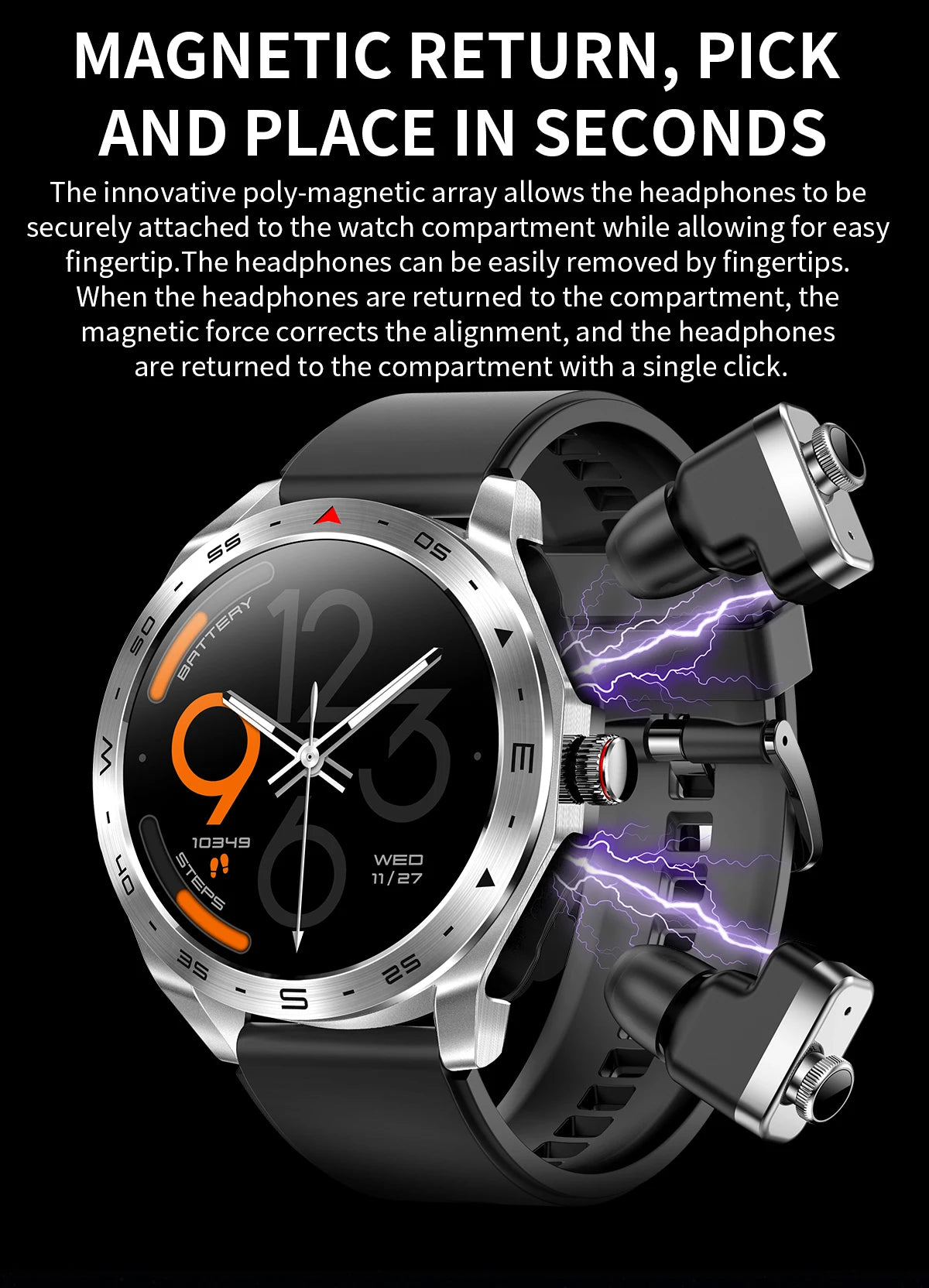 2024 Smart Watch with TWS Earphones – Bluetooth Call & HIFI 9D Sound