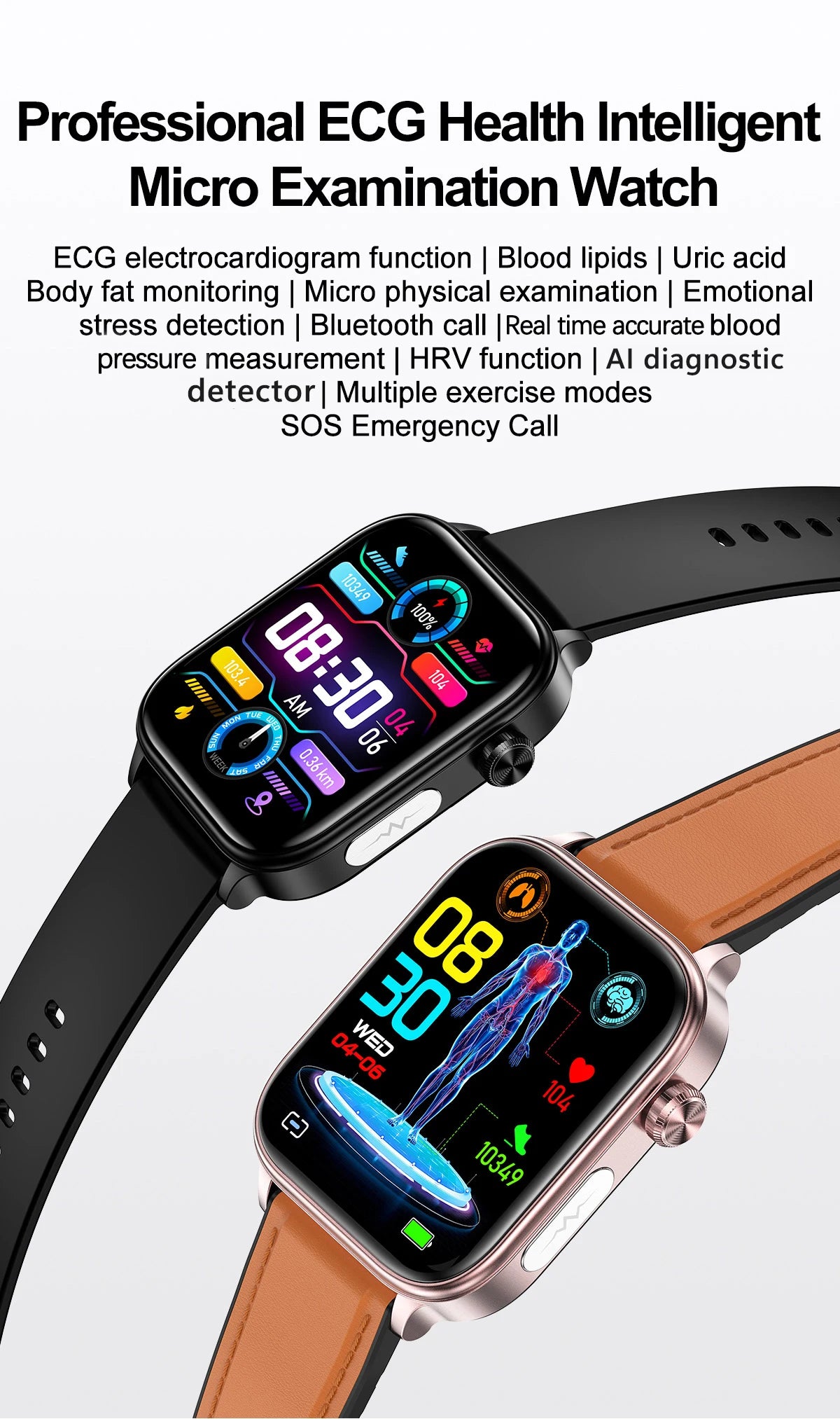 2025 ECG+PPG Smart Watch – Blood Pressure & Health Tracker