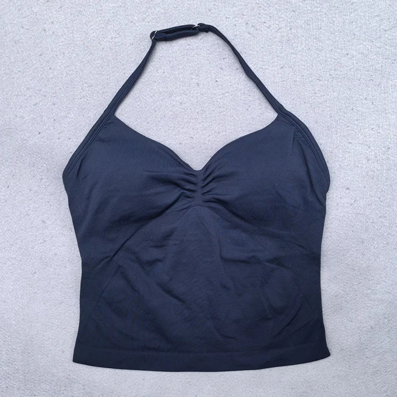 2-Piece Women’s Seamless Yoga Set – Strappy Tank & Scrunch Shorts
