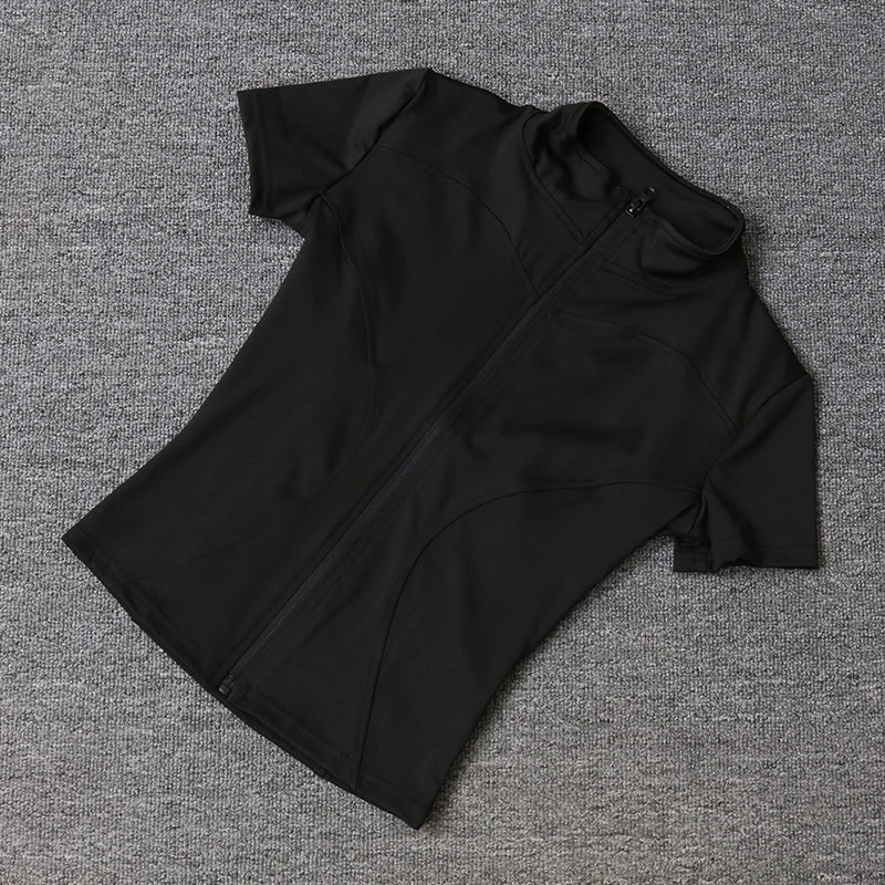 Women’s Slim Fit Quick-Dry Sports Top – Full Zip Yoga & Running Tee