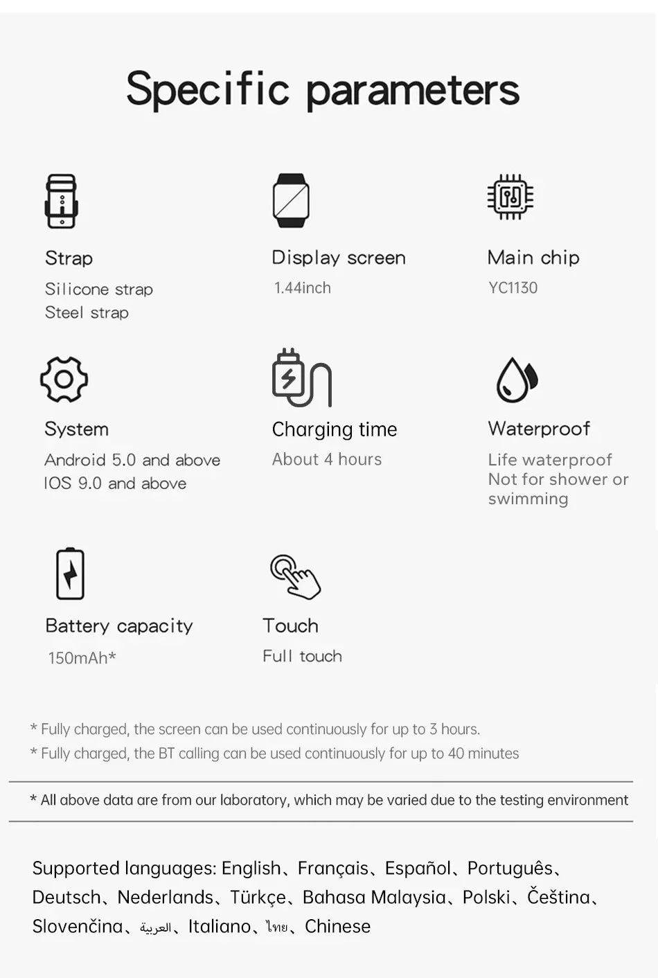Smart Watch – 1.44" Color Screen with Bluetooth & Health Monitoring