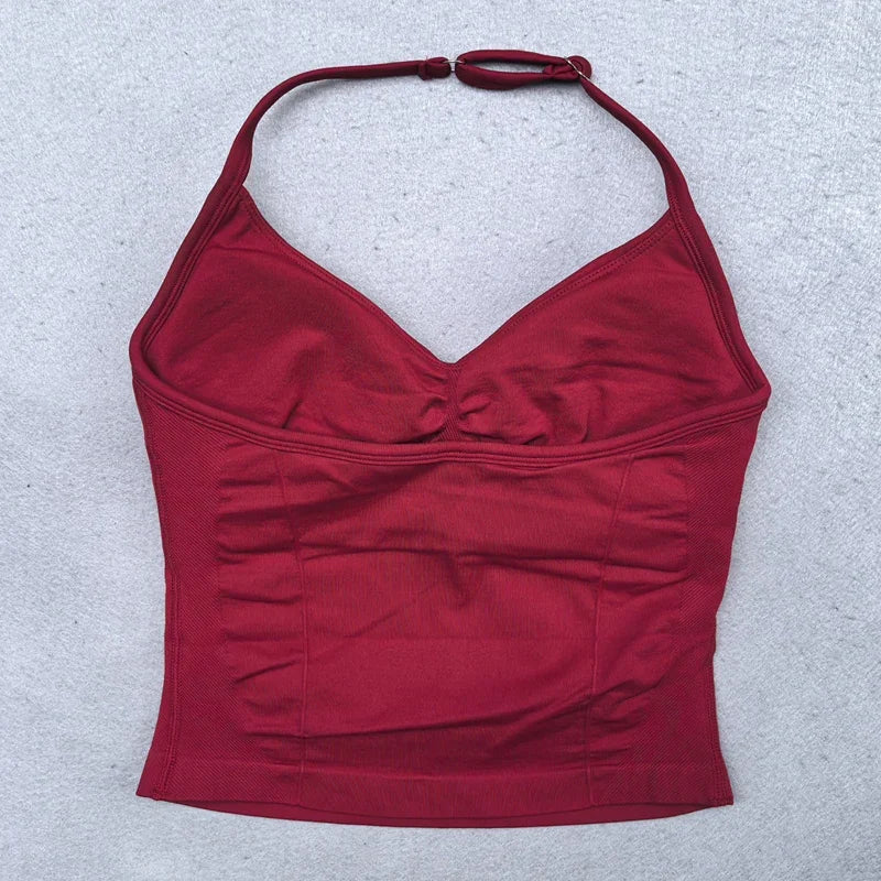 2-Piece Women’s Seamless Yoga Set – Strappy Tank & Scrunch Shorts