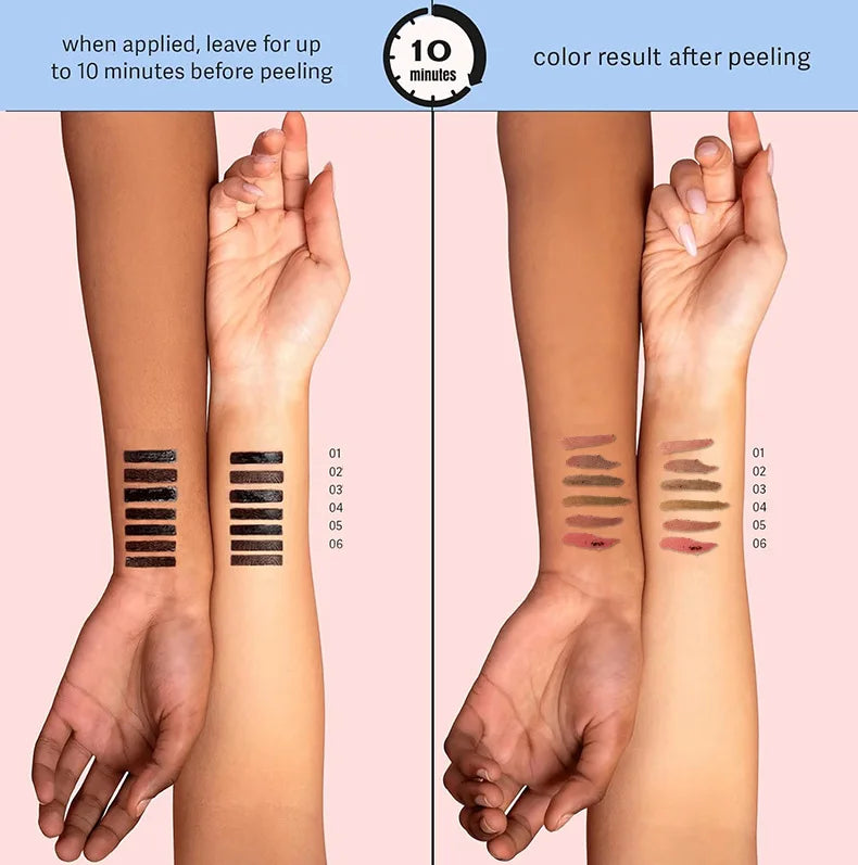 6-Color Waterproof Lip Liner & Peel-Off Tattoo Tint Gloss