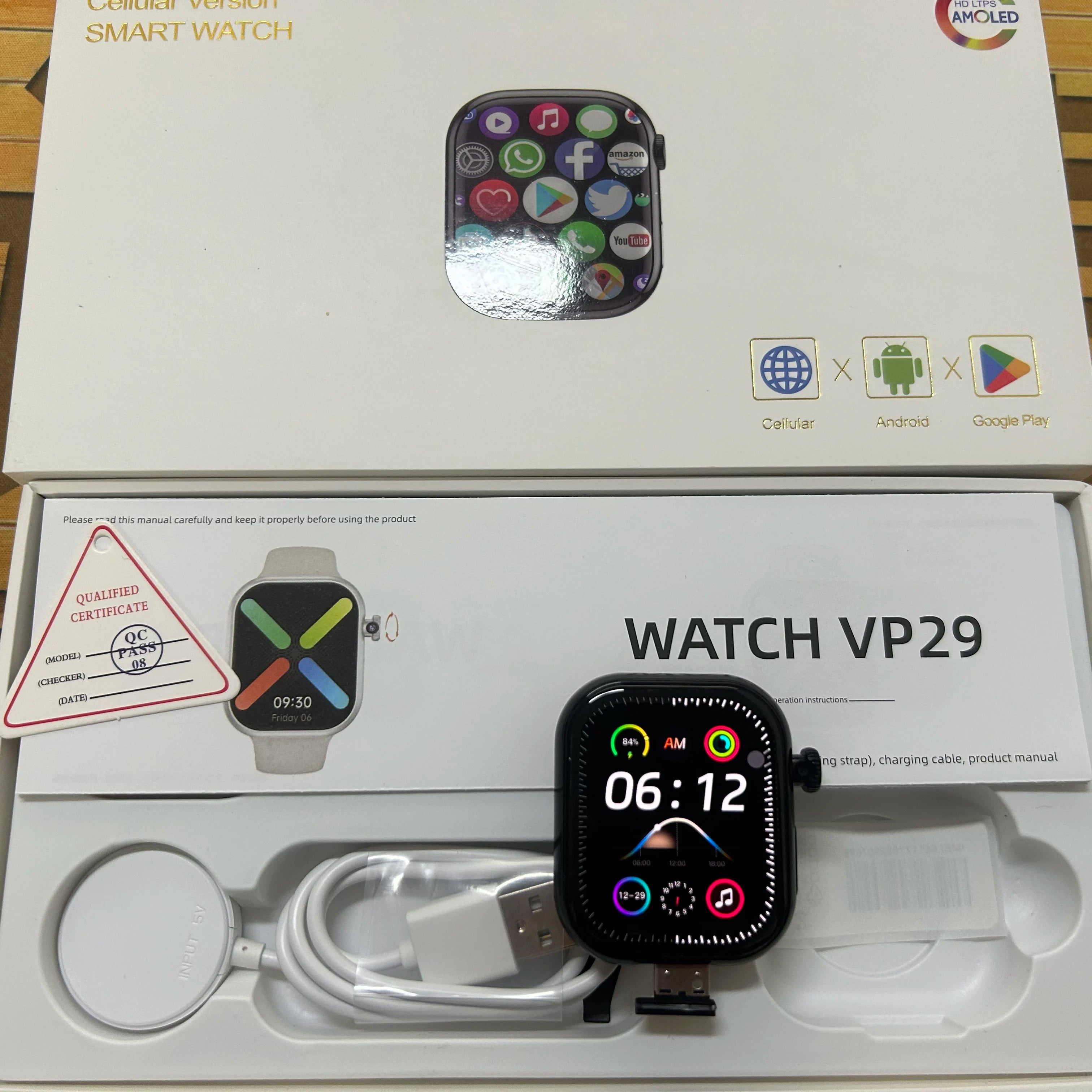 VP29 5G Android Smartwatch – 2.29" AMOLED with 8MP Rotary Camera