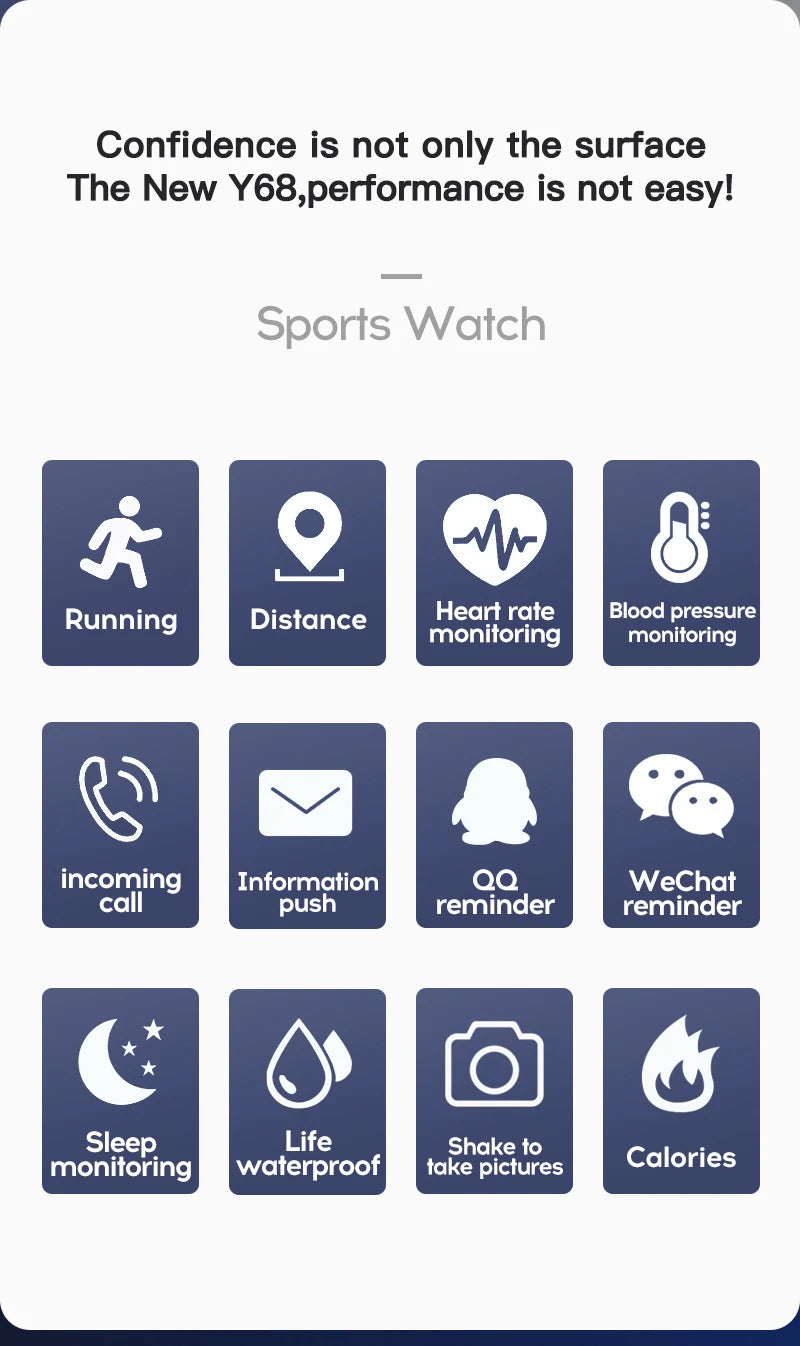 Y68/D20 Multifunctional Smart Watch for Men & Women