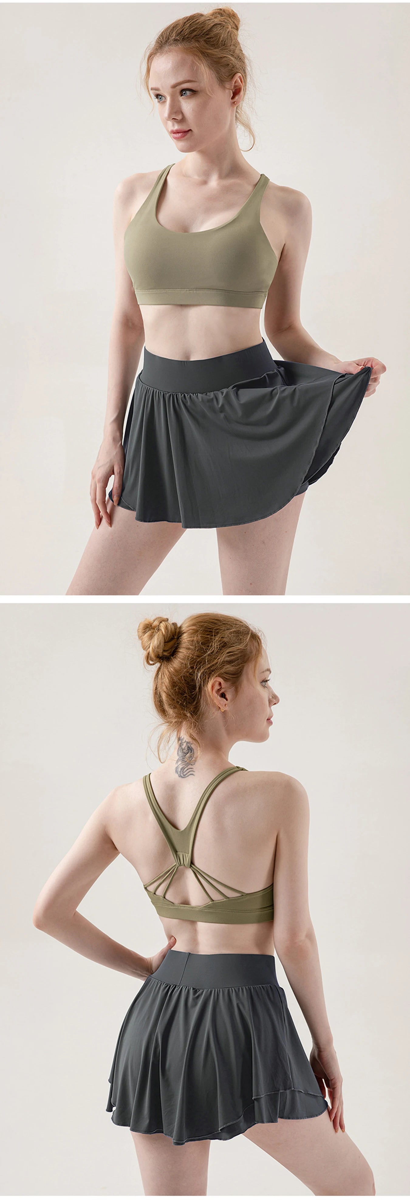 Women’s Tennis Skort – Fake Two-Layer with Built-In Shorts