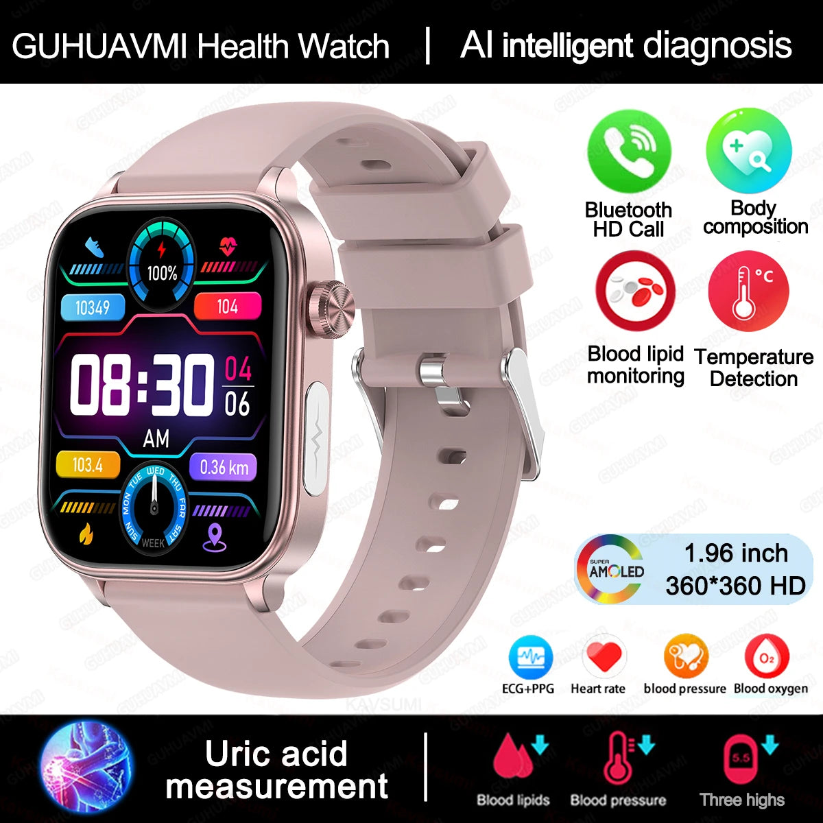 2025 ECG+PPG Smart Watch – Blood Pressure & Health Tracker