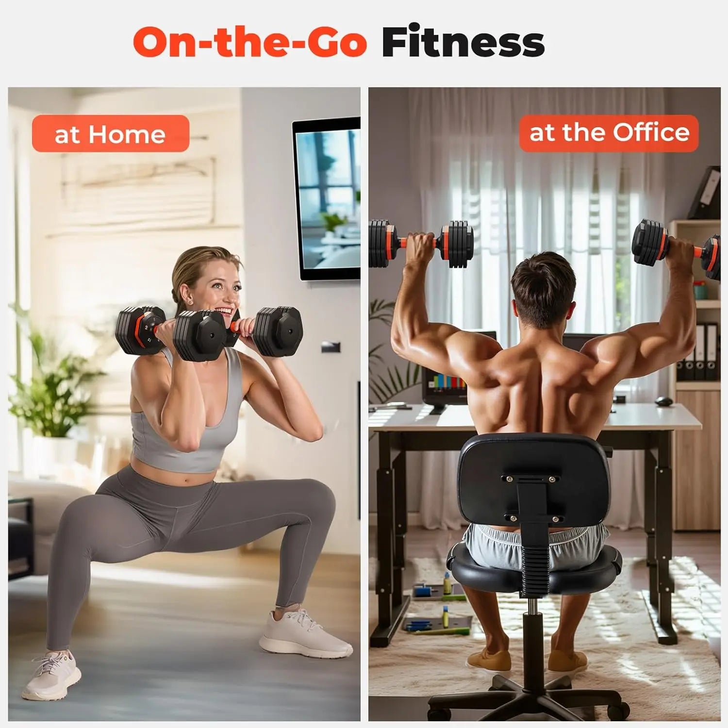 Adjustable 25LB Dumbbell Set – Anti-Slip Fitness Workout Weights
