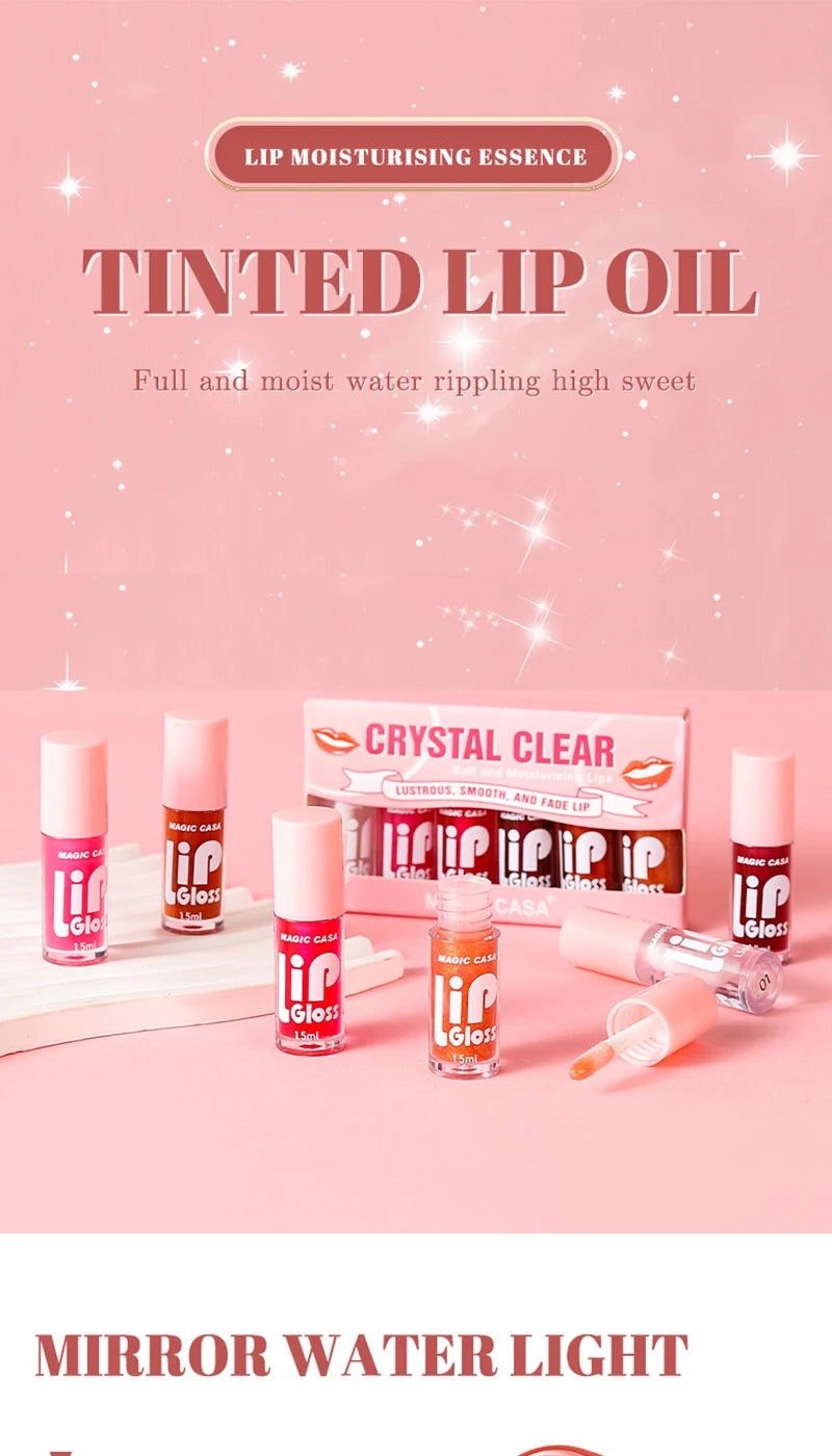 MAGIC CASA Jelly Lip Oil Set – 6pcs Plumping & Hydrating Gloss