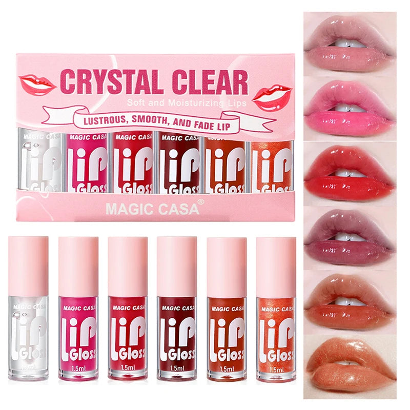 MAGIC CASA Jelly Lip Oil Set – 6pcs Plumping & Hydrating Gloss