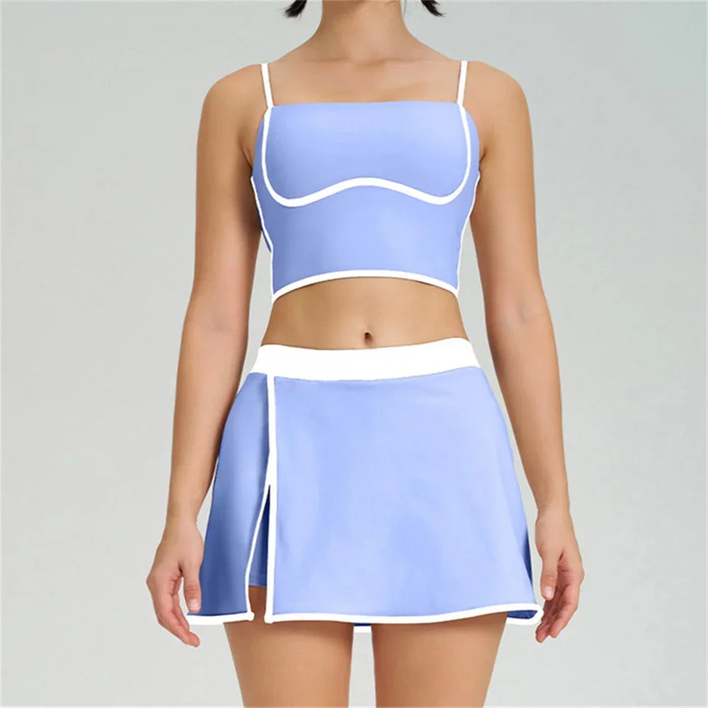 Women’s 1/2PCS Yoga & Gym Tracksuit – Bra & Shorts/Skirt Set