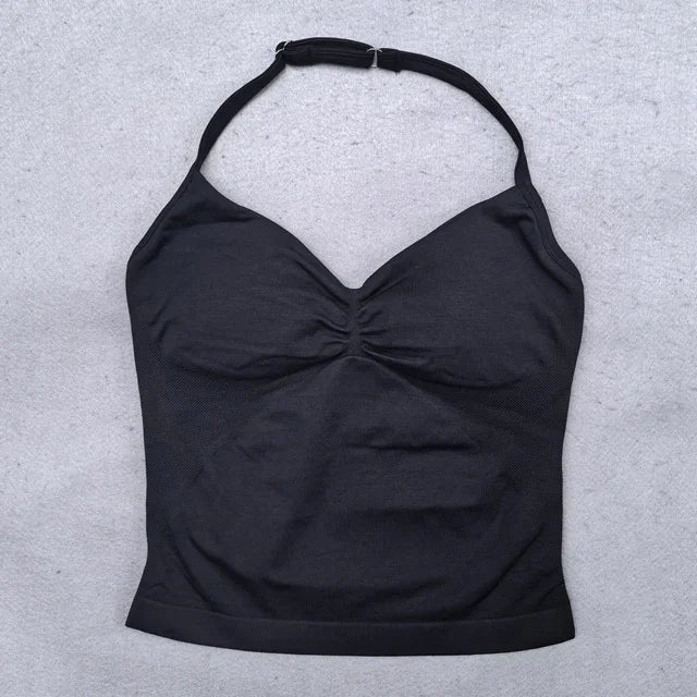 2-Piece Women’s Seamless Yoga Set – Strappy Tank & Scrunch Shorts