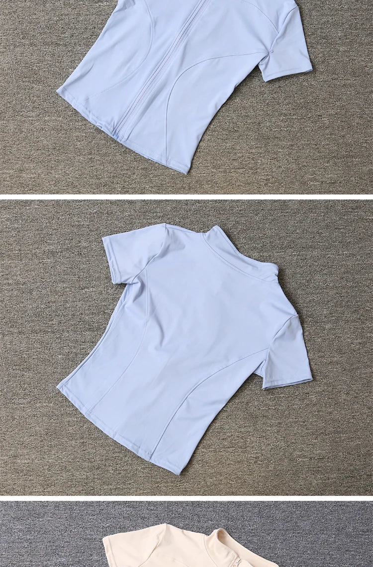 Women’s Slim Fit Quick-Dry Sports Top – Full Zip Yoga & Running Tee