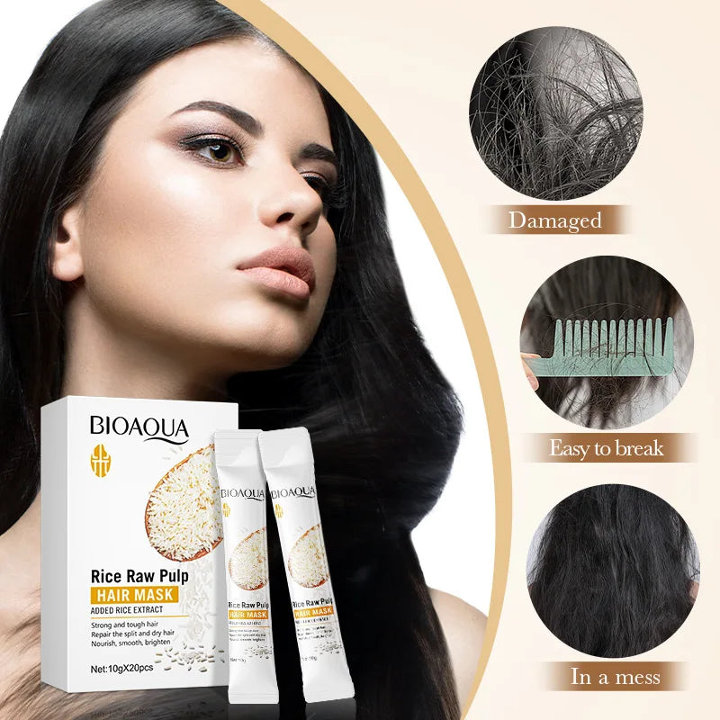 BIOAQUA Rice Milk Hair Mask – 5s Repair & Anti-Frizz Care