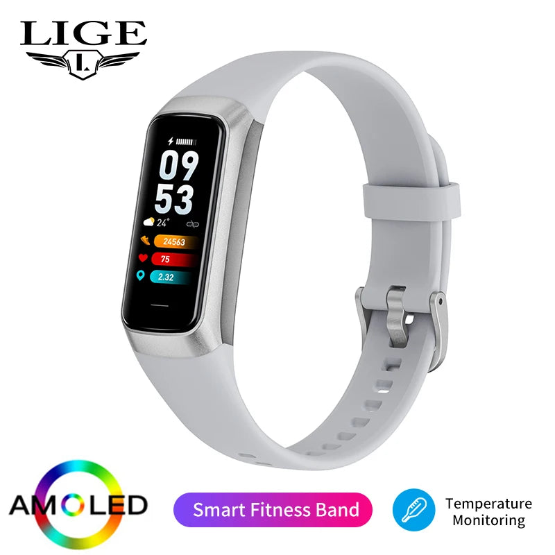 LIGE AMOLED Smart Watch – Heart Rate & Waterproof Fitness Tracker