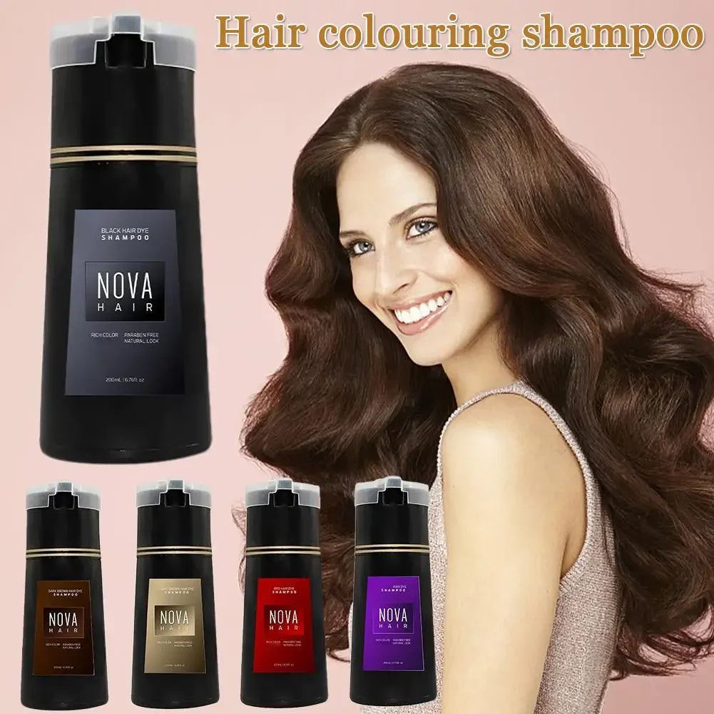 Nova 3-in-1 Natural Black Hair Dye Shampoo – Fast White Hair Coverage