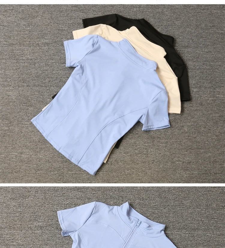 Women’s Slim Fit Quick-Dry Sports Top – Full Zip Yoga & Running Tee