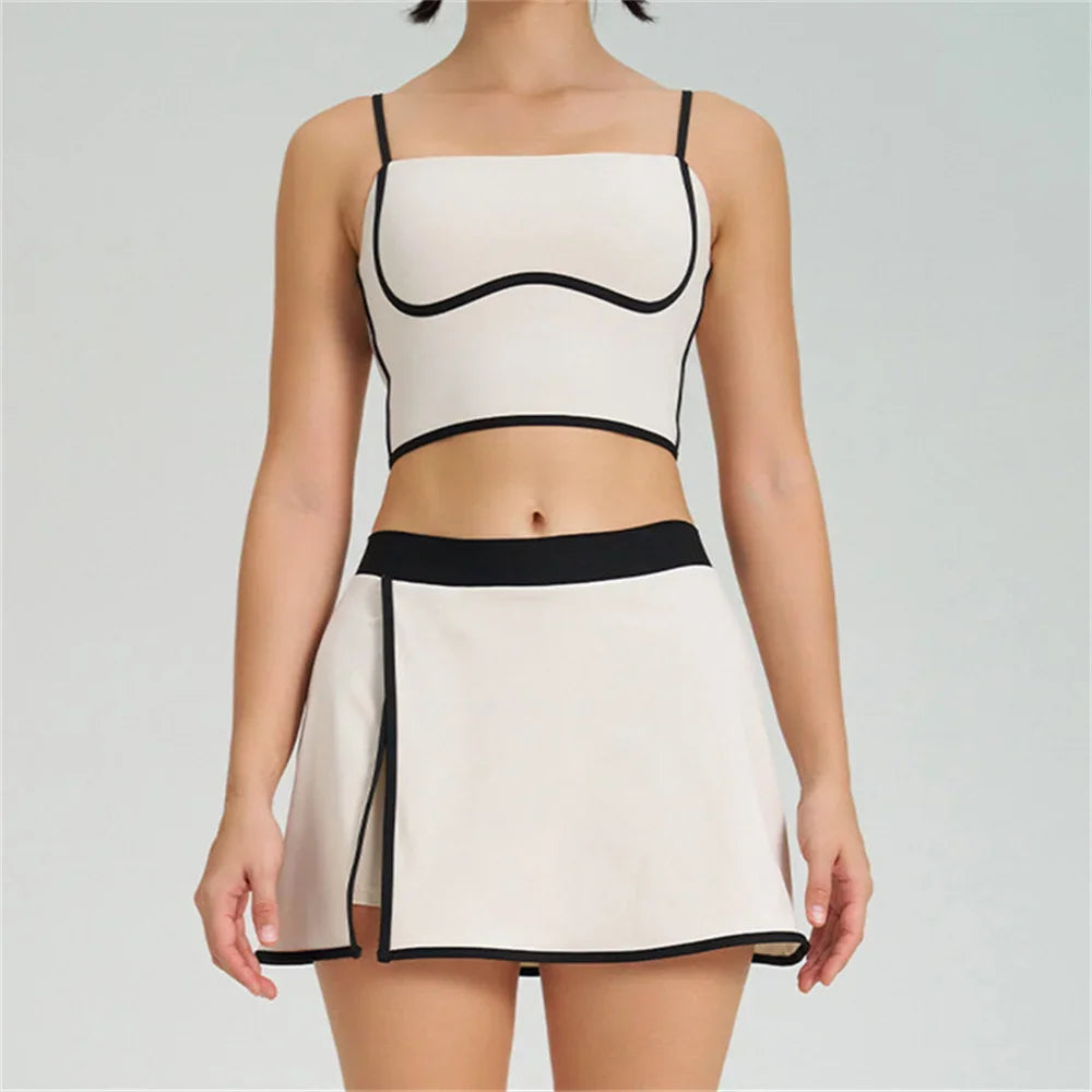 Women’s 1/2PCS Yoga & Gym Tracksuit – Bra & Shorts/Skirt Set