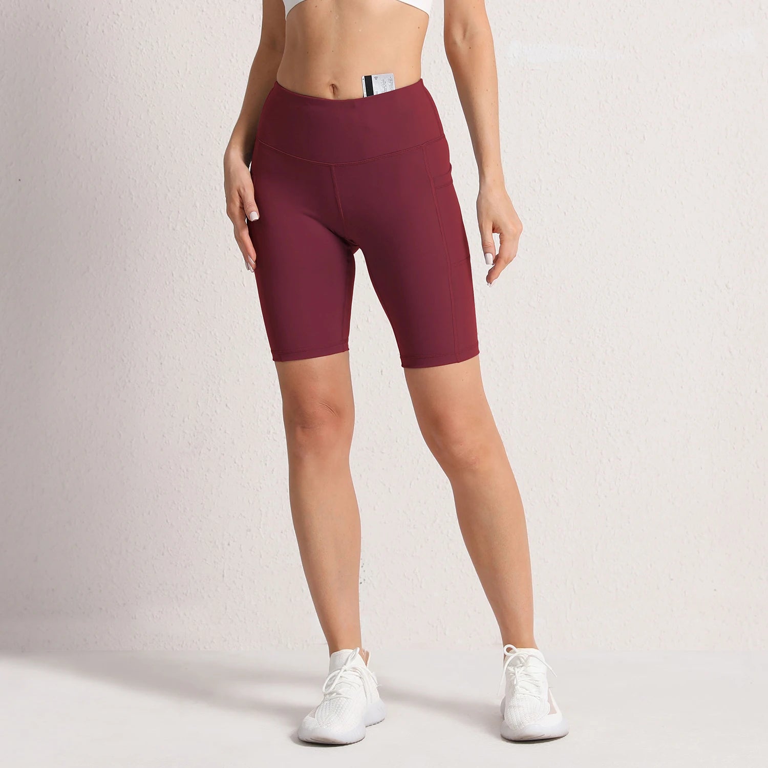 CHRLEISURE Women’s Yoga Shorts – Seamless Fitness Tights with Pockets