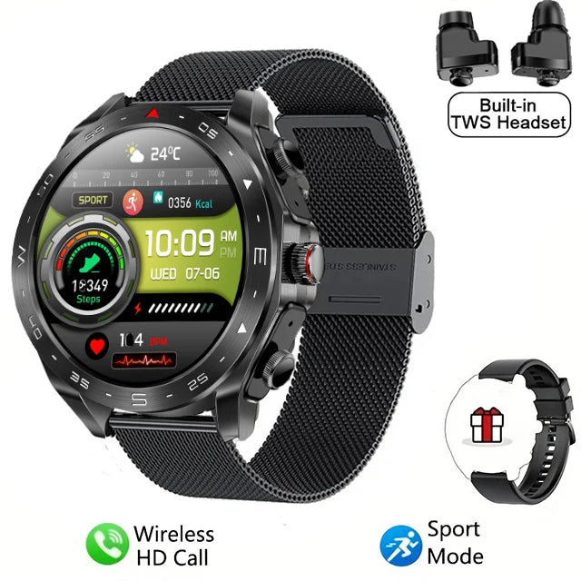 2024 Smart Watch with TWS Earphones – Bluetooth Call & HIFI 9D Sound