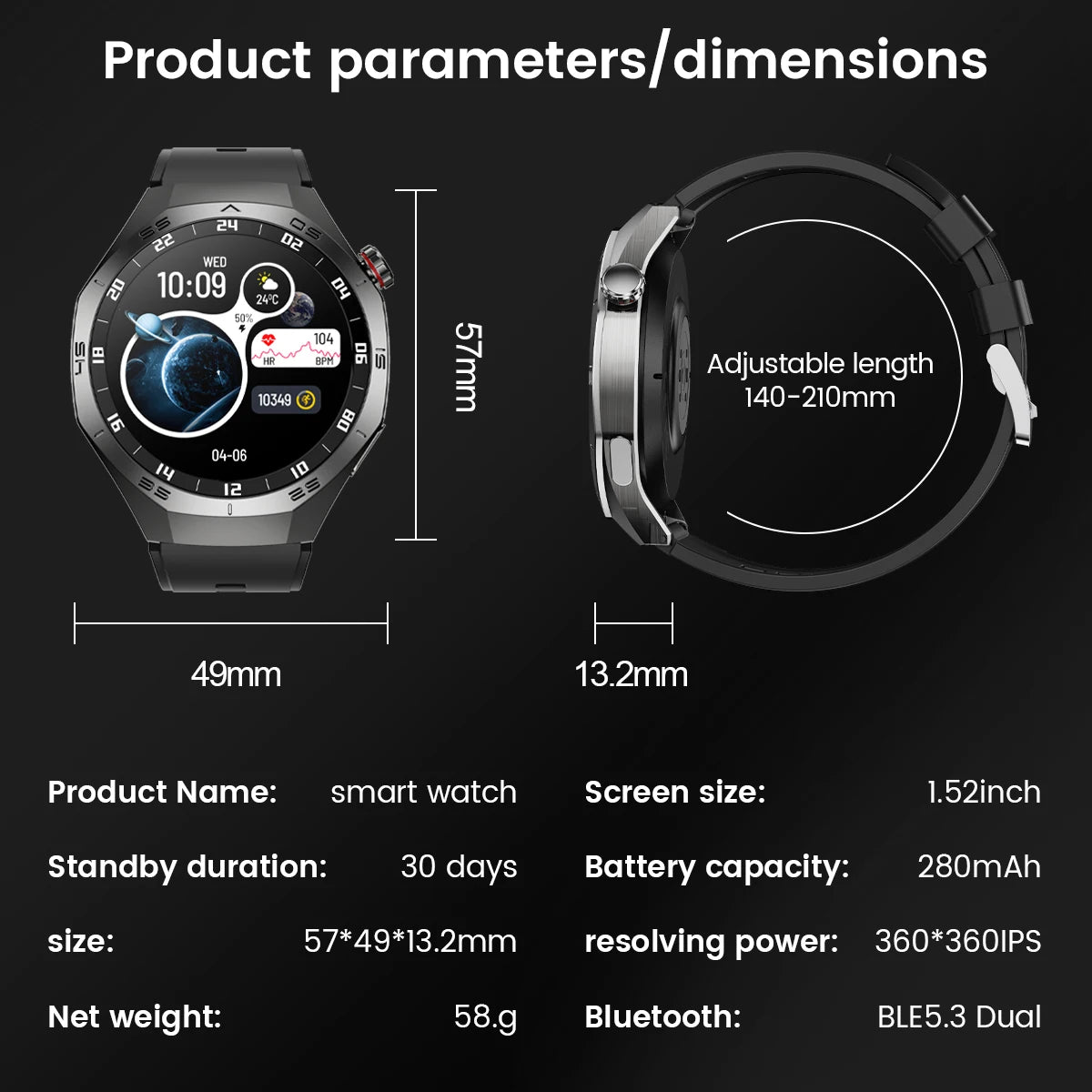2025 Smart Watch – AMOLED Screen with GPS & Bluetooth Calls