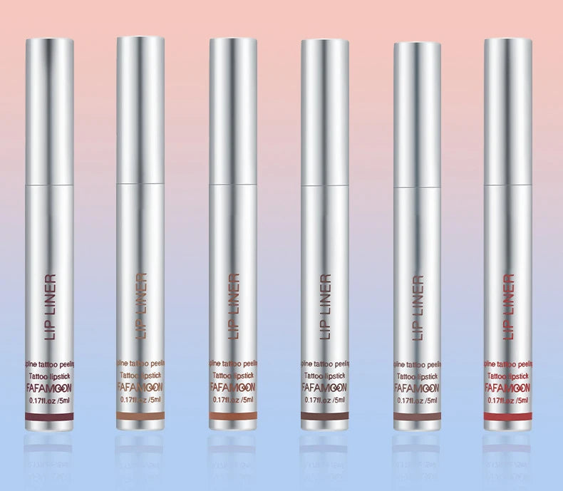 6-Color Waterproof Lip Liner & Peel-Off Tattoo Tint Gloss