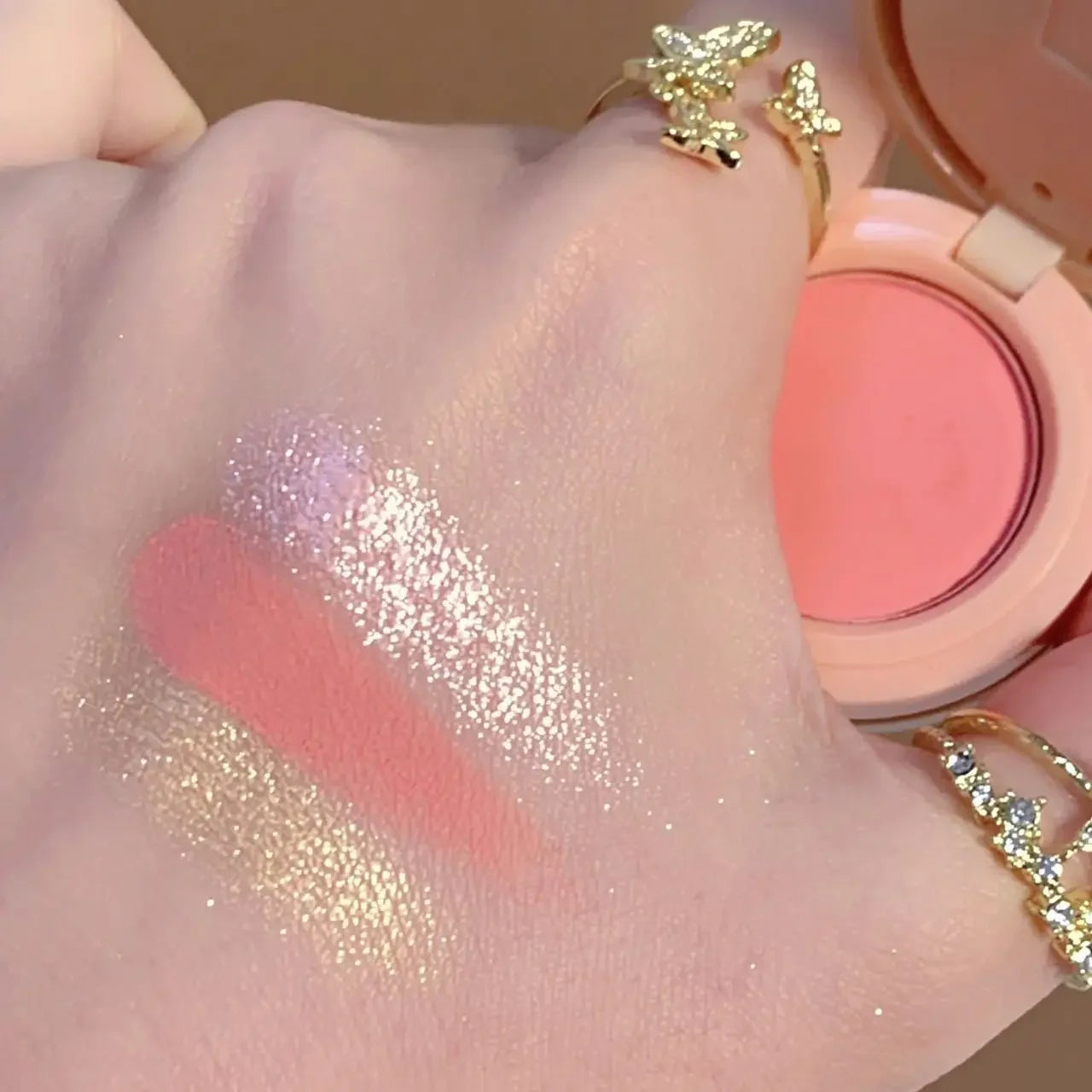 3-in-1 Blush & Highlighter Palette – Matte & Shimmer Waterproof
