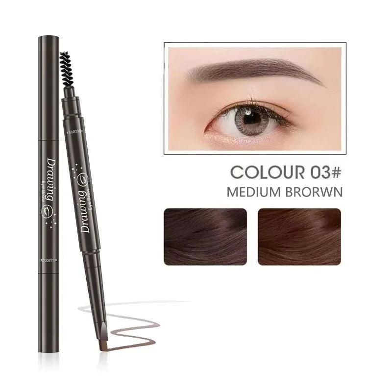 2-in-1 Waterproof Eyebrow Pencil & Tattoo Brush – 5 Colors