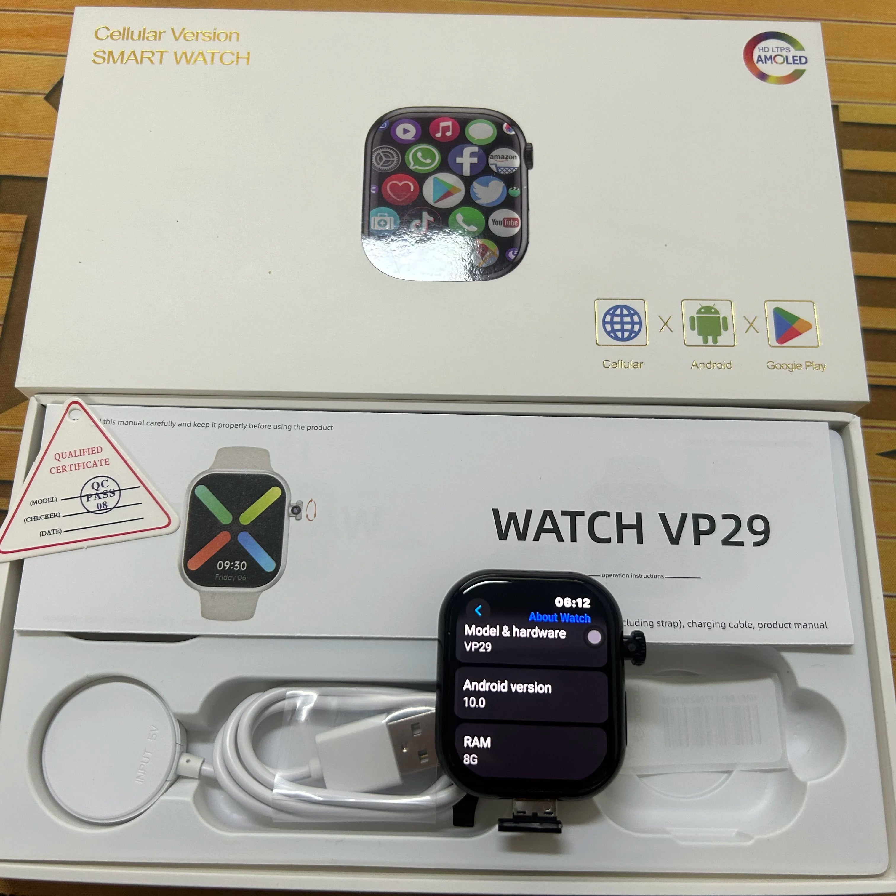 VP29 5G Android Smartwatch – 2.29" AMOLED with 8MP Rotary Camera