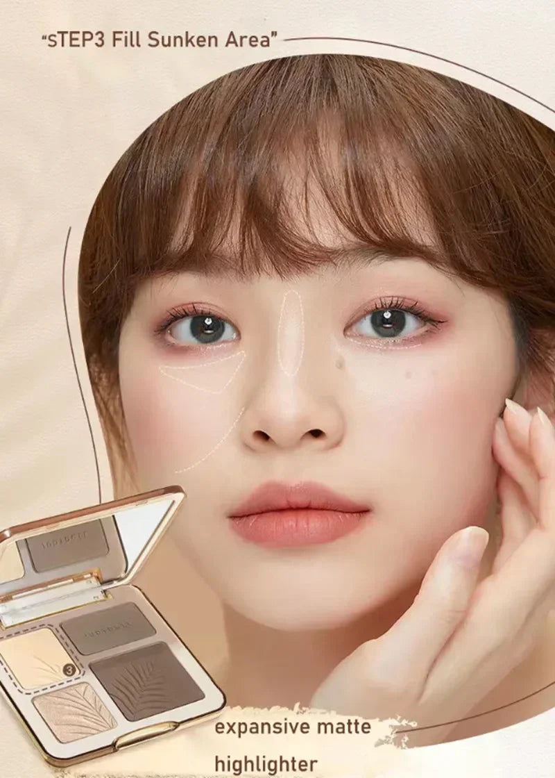 Judydoll Highlighter & Contour Palette – Nude 3D Face Bronzer