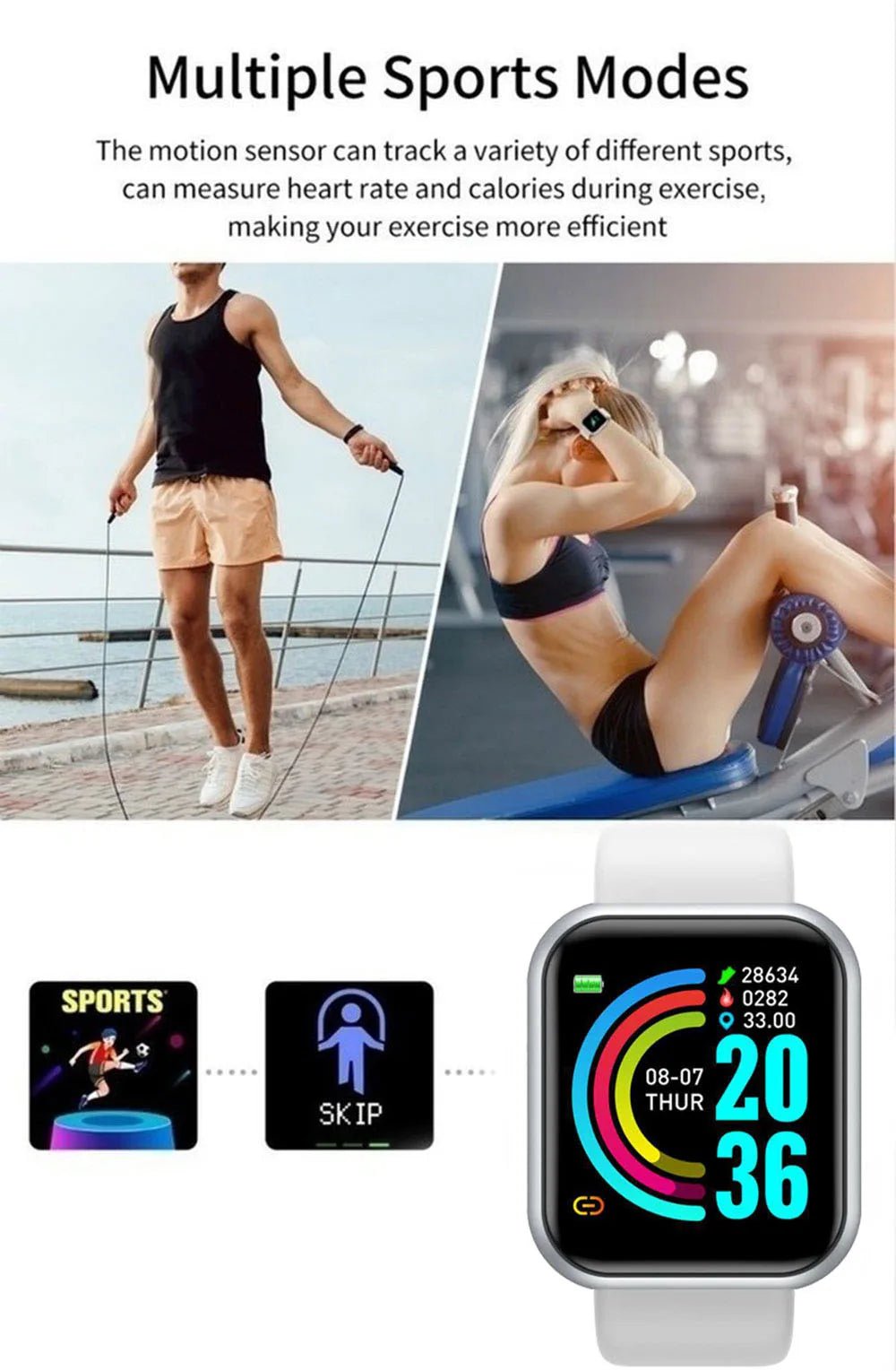 Y68/D20 Multifunctional Smart Watch for Men & Women