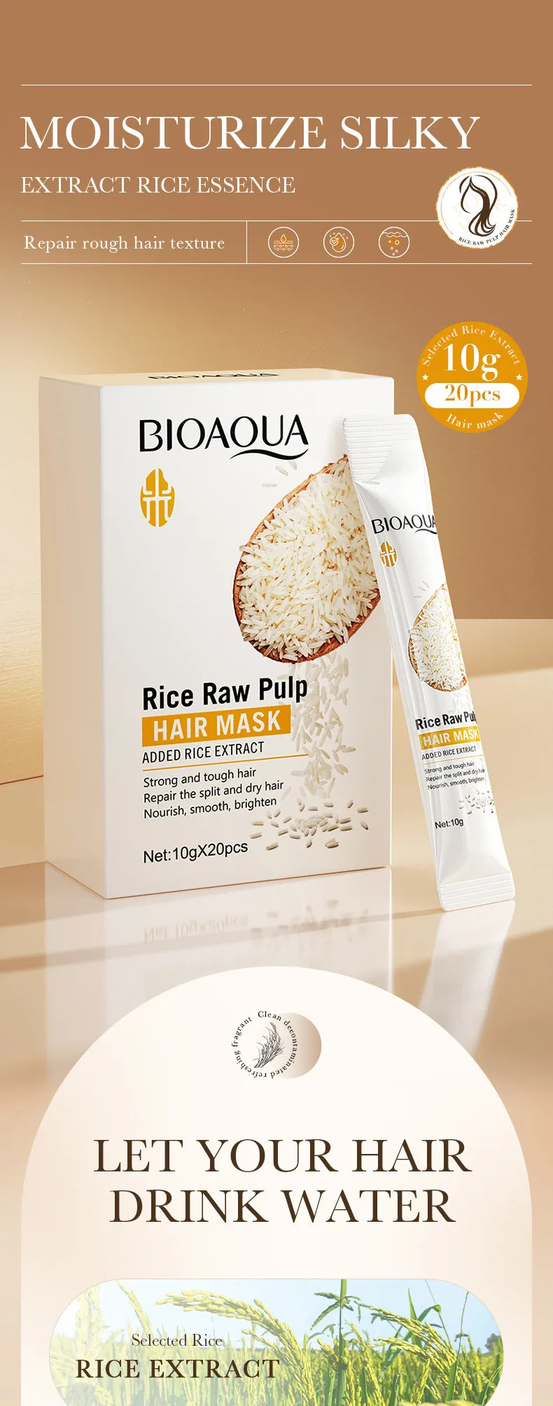 BIOAQUA Rice Milk Hair Mask – 5s Repair & Anti-Frizz Care