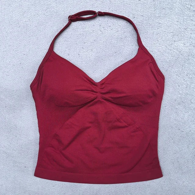 2-Piece Women’s Seamless Yoga Set – Strappy Tank & Scrunch Shorts