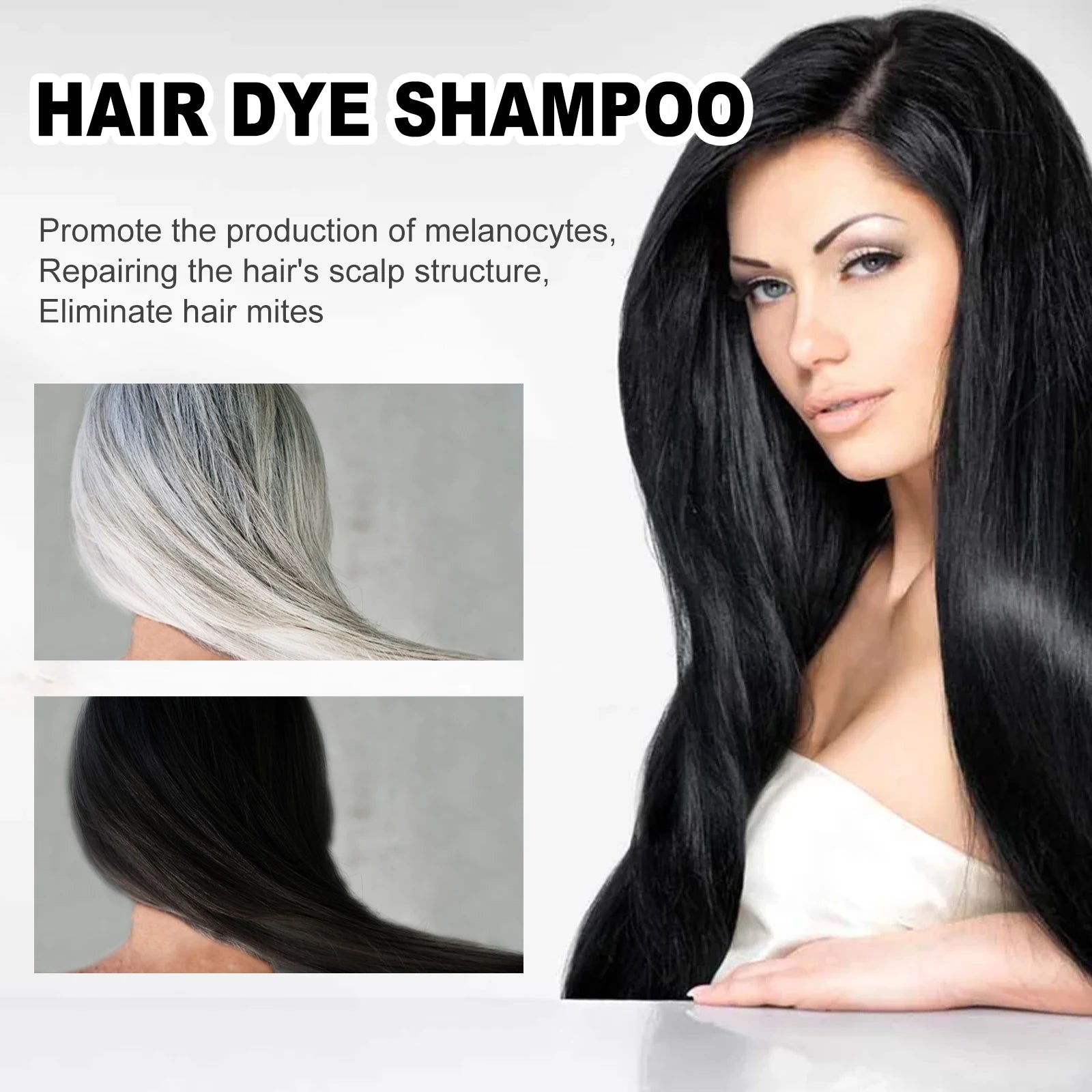 EELHOE Natural Hair Dye Shampoo – 3-in-1 Black Hair Color (100ml)