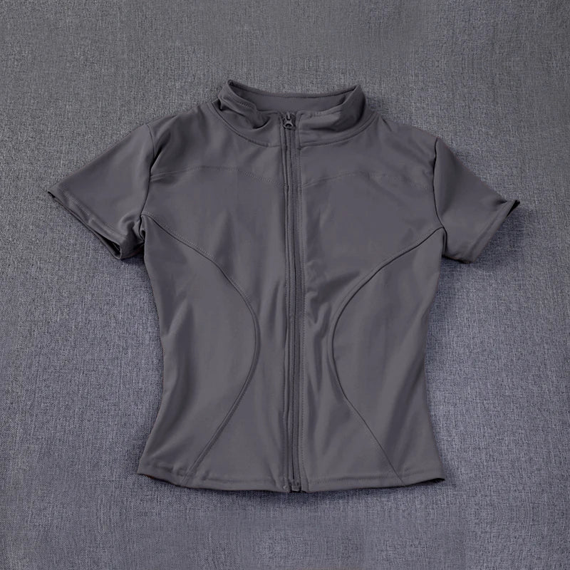 Women’s Slim Fit Quick-Dry Sports Top – Full Zip Yoga & Running Tee