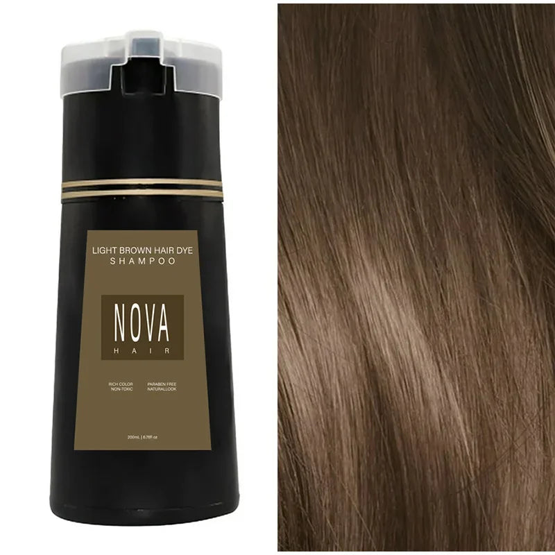 Nova 3-in-1 Natural Black Hair Dye Shampoo – Fast White Hair Coverage