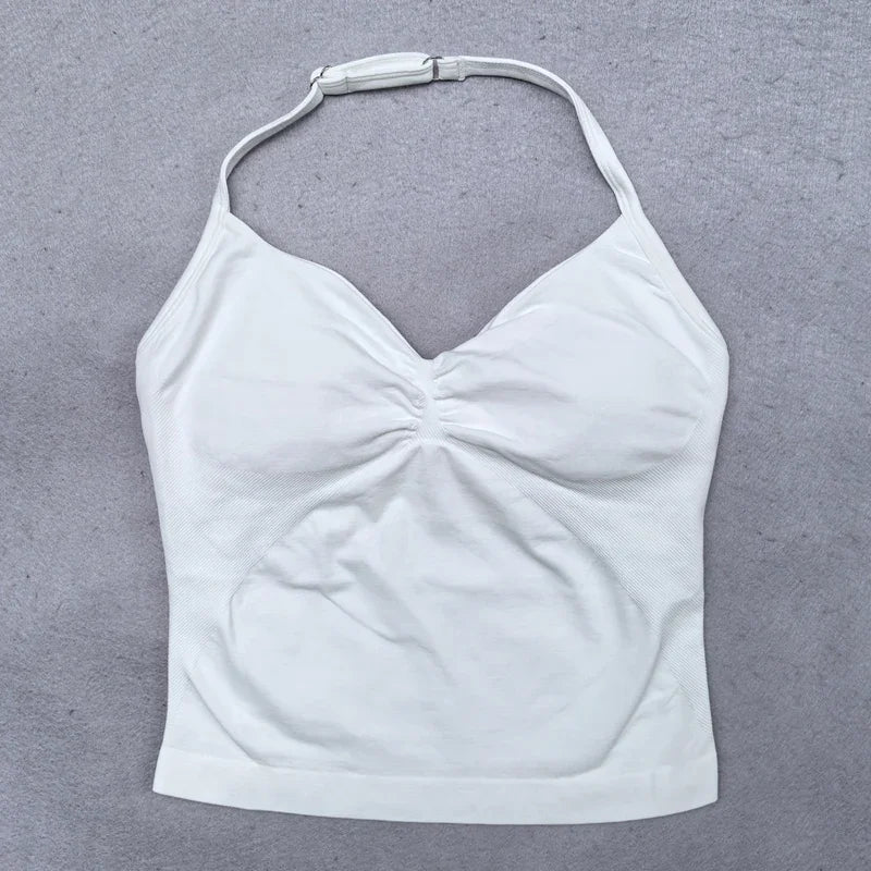 2-Piece Women’s Seamless Yoga Set – Strappy Tank & Scrunch Shorts