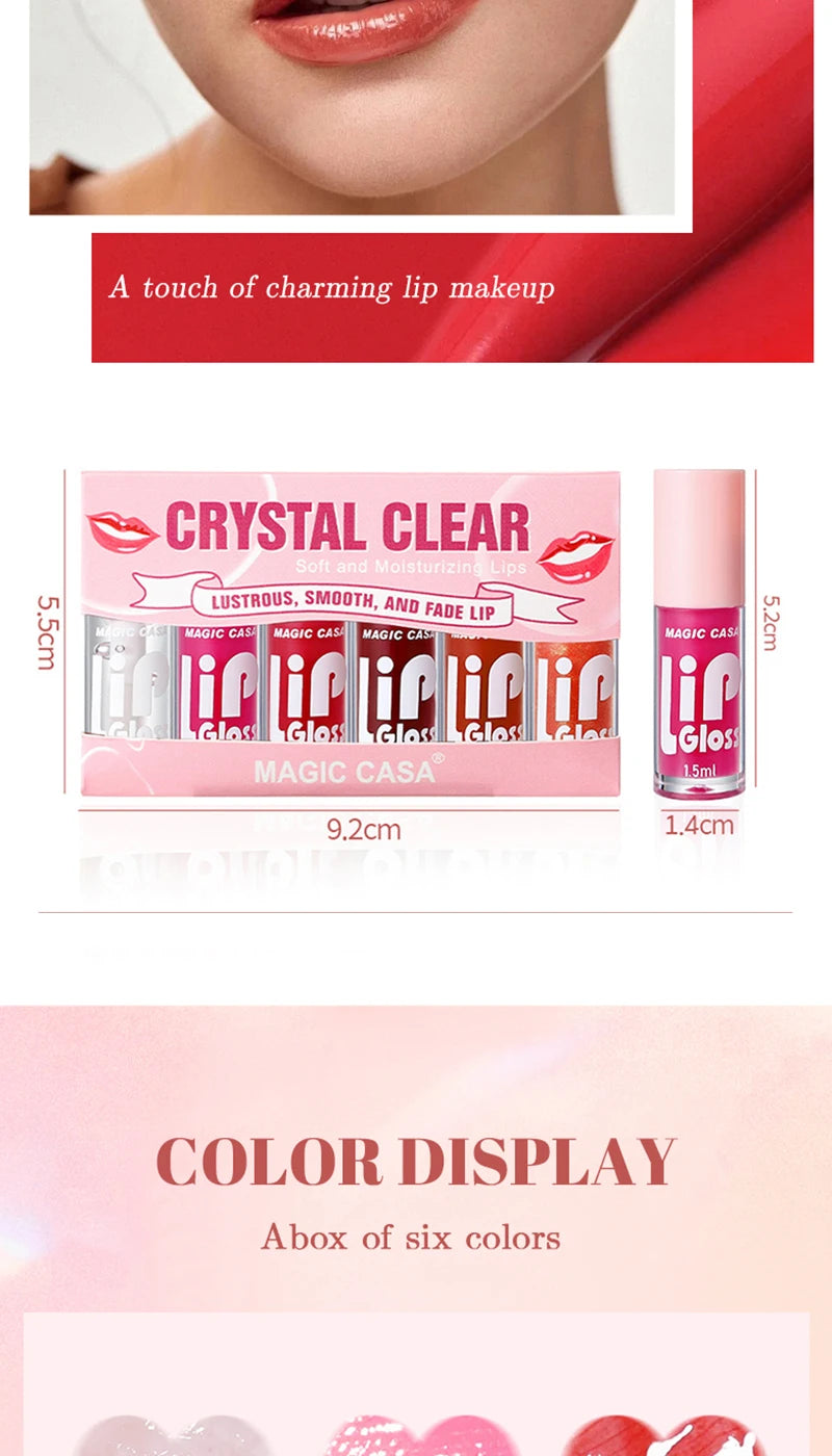MAGIC CASA Jelly Lip Oil Set – 6pcs Plumping & Hydrating Gloss
