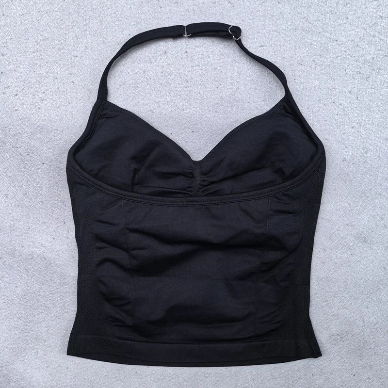 2-Piece Women’s Seamless Yoga Set – Strappy Tank & Scrunch Shorts