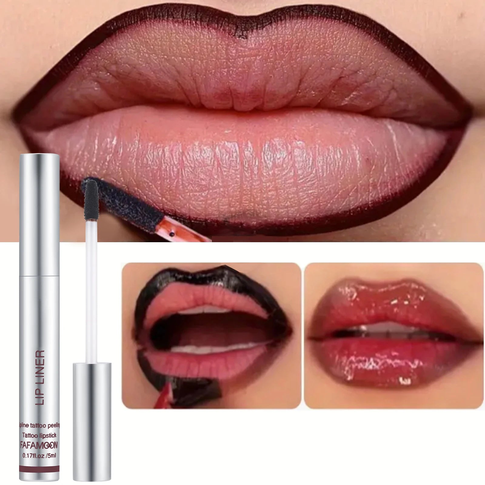 6-Color Waterproof Lip Liner & Peel-Off Tattoo Tint Gloss