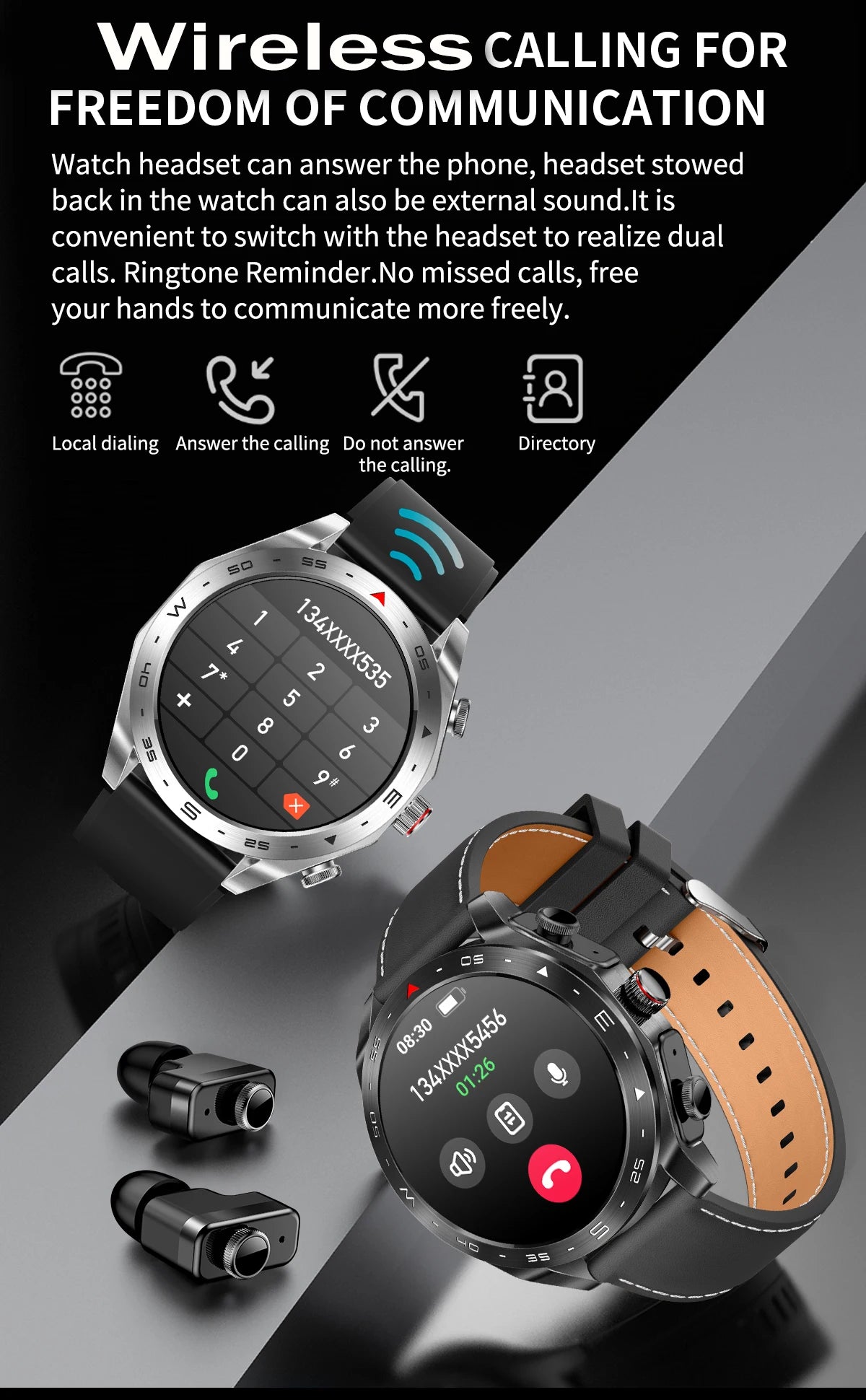2024 Smart Watch with TWS Earphones – Bluetooth Call & HIFI 9D Sound