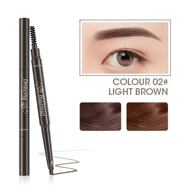 2-in-1 Waterproof Eyebrow Pencil & Tattoo Brush – 5 Colors