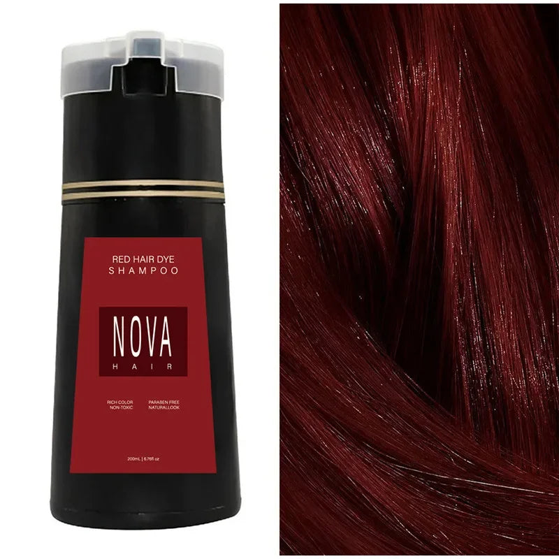 Nova 3-in-1 Natural Black Hair Dye Shampoo – Fast White Hair Coverage